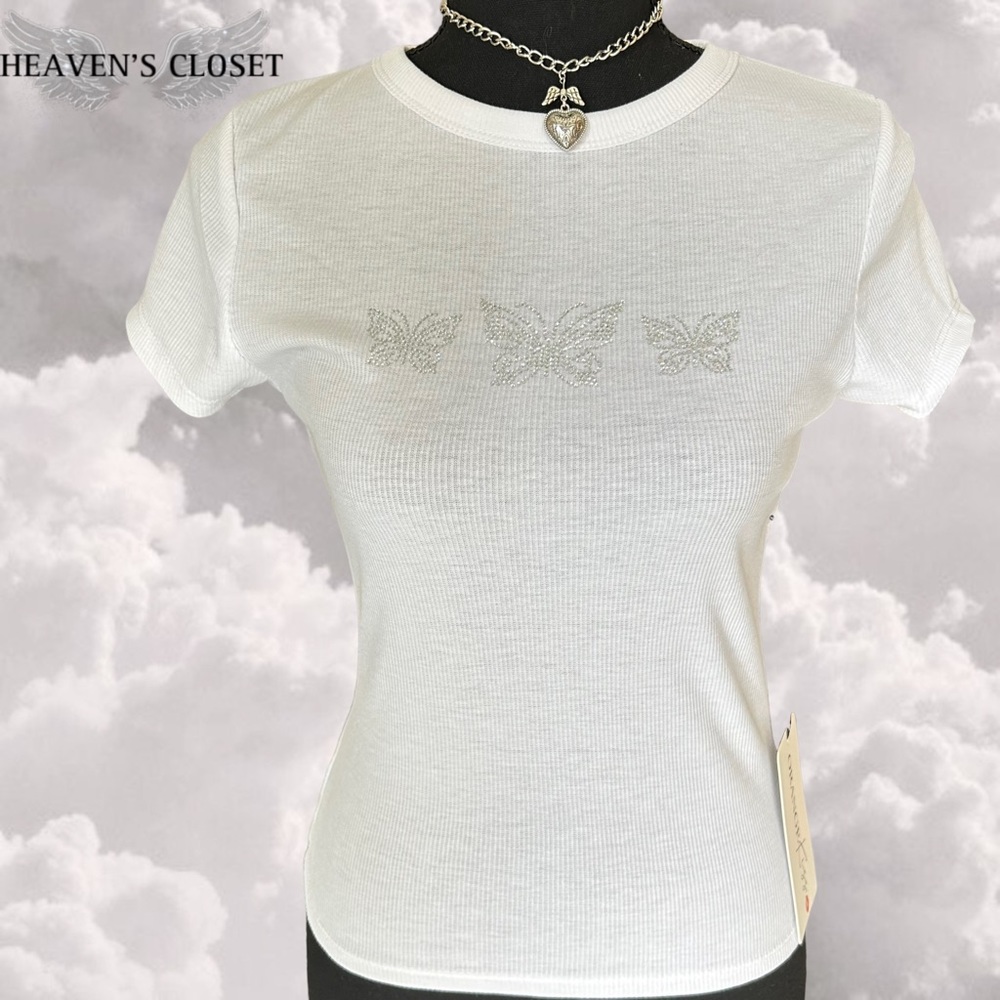 Rhinestone butterfly baby t